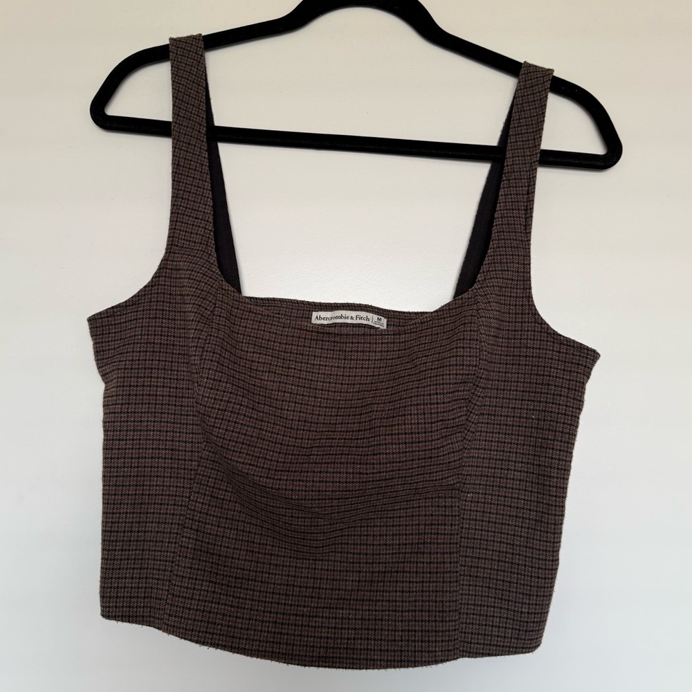 Abercrombie & Fitch Brown Black Houndstooth Crop Top M